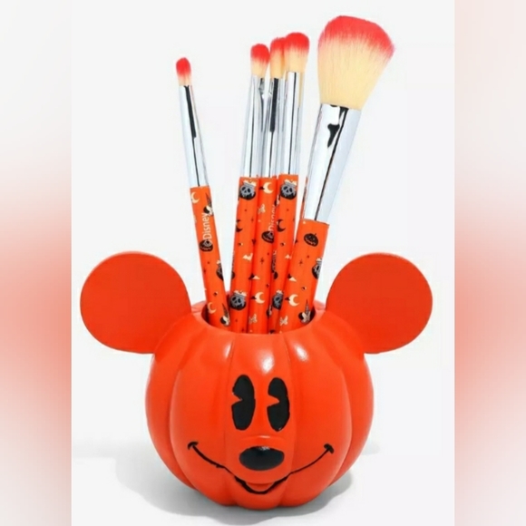 Disney Mickey Mouse Jack-O'Lantern Makeup Brush Set & Holder *New in box* - Picture 4 of 4